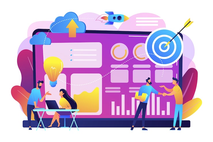 tiny business analysts discussing ideas laptop with data data initiative occupation metadata study data driven startup concept bright vibrant violet isolated illustration 335657 1003 Advanced SEO Tactics