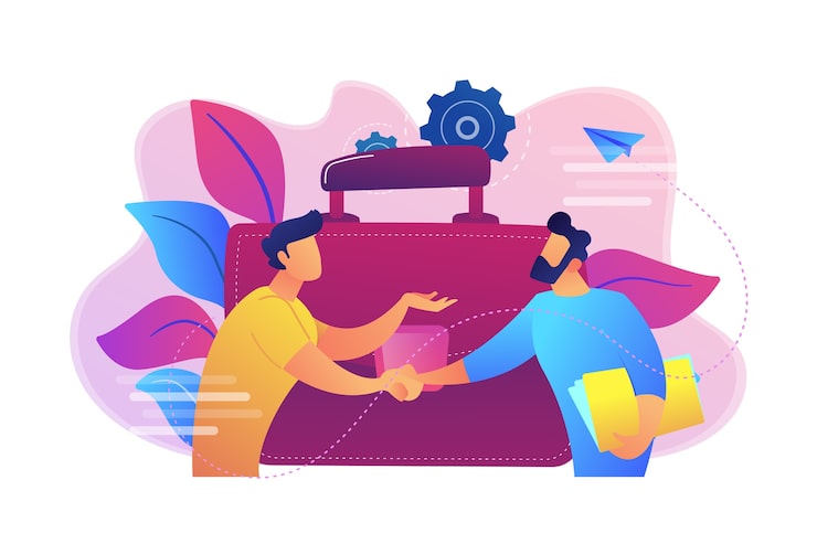 two business partners shaking hands big briefcase illustration 335657 242 Building Trust & Authority with E-E-A-T